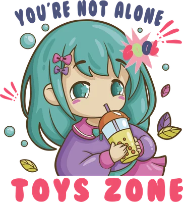Cô bé anime chibi tóc xanh uống trà sữa trân châu phong cách hoạt hình dễ thương