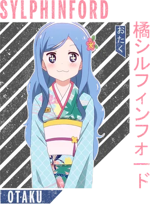 Hình ảnh cô gái anime tóc xanh dài, mặc kimono họa tiết hoa, đeo hoa trên tóc, biểu cảm dễ thương.