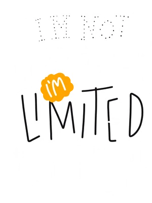 Hình ảnh typography với câu nói 'I'M NOT Perfect I'M LIMITED EDITION' màu trắng, đen và cam trên nền xám.