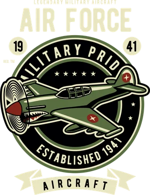 Hình in huy hiệu máy bay chiến đấu Air Force 1941 phong cách vintage quân đội