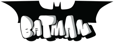 Logo Batman chữ graffiti màu trắng đen, nền xám, phong cách hiphop.