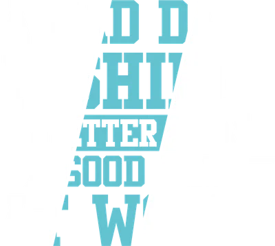Hình ảnh chữ "A Bad Day Fishing Is Better Than A Good Day At Work" màu trắng và xanh lam trên nền xám.