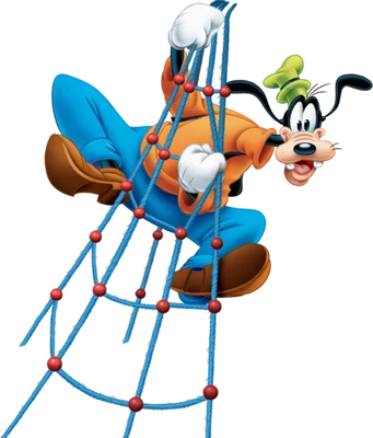 Goofy vui vẻ leo thang dây, hoạt hình Disney năng động
