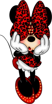 Minnie Mouse đỏ họa tiết da báo ngạc nhiên đáng yêu