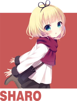 Hình ảnh cô bé anime tóc vàng, mắt xanh dương, quàng khăn đỏ, mặc áo trắng, đeo túi chéo.