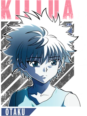 Hình vẽ chibi nhân vật Killua Zoldyck từ anime Hunter x Hunter, tóc trắng, mắt xanh, biểu cảm cool ngầu.