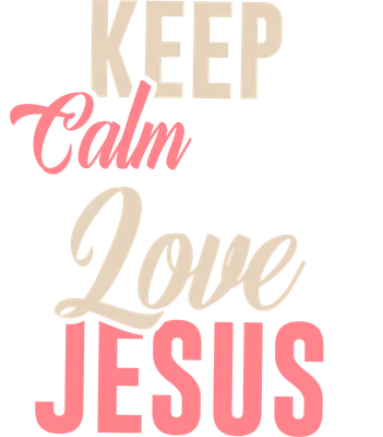 Thiết kế chữ 'Keep Calm and Love Jesus' với các màu hồng, kem và trắng trên nền xám.