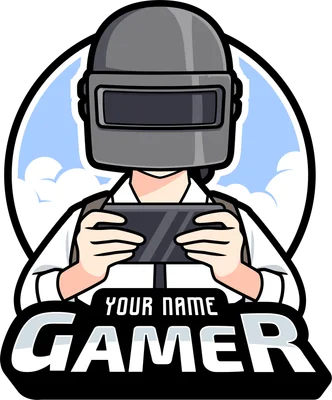Hình ảnh minh họa game thủ đội mũ bảo hiểm, tay cầm điện thoại chơi game, có chữ 'YOUR NAME GAMER'.
