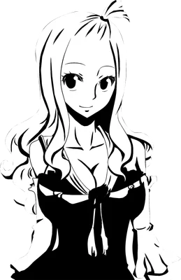 Hình vẽ nhân vật nữ anime tóc dài, mặc trang phục gợi cảm, phong cách đen trắng.