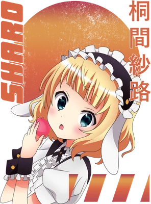 Hình ảnh cô gái anime tóc vàng, mắt xanh to tròn, mặc trang phục hầu gái, đang cầm một trái tim màu hồng.