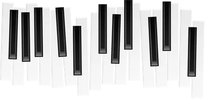 Hình ảnh các phím đàn piano trắng và đen được sắp xếp ngẫu nhiên trên nền xám.