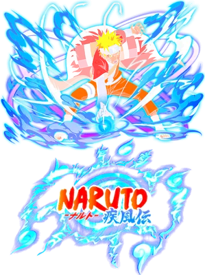 Hình ảnh Naruto Uzumaki trong bộ đồ cam đỏ, tung chiêu Rasengan với năng lượng xanh bao quanh, phía dưới là logo Naruto Shippuden.