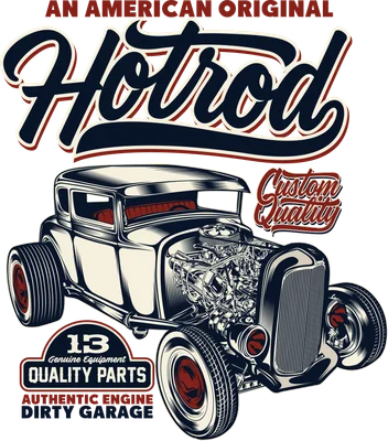 Thiết kế hình in xe hơi cổ điển Hotrod với phong cách typography mạnh mẽ cho áo thun