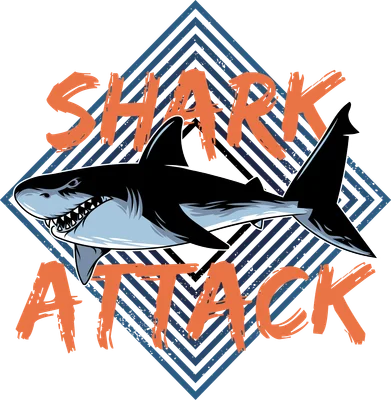 Hình minh họa cá mập Shark Attack với họa tiết hình học cho in ấn