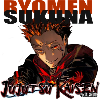 Hình ảnh Ryomen Sukuna từ anime Jujutsu Kaisen với ánh mắt đỏ rực và nụ cười nhếch mép, phong cách cool ngầu.