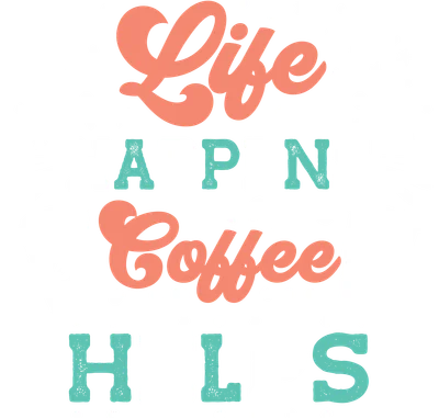 Hình ảnh chữ "Life Happens Coffee Helps" với hai ly cà phê và hạt cà phê trên nền xám.