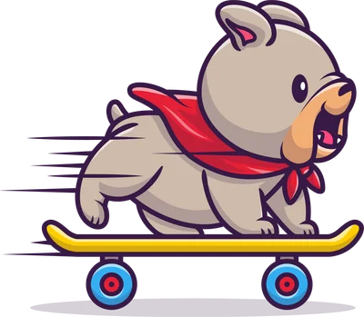 Chó bull siêu tốc trên ván trượt