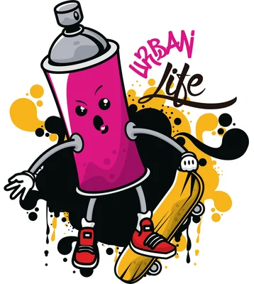 Bình xịt sơn graffiti "Urban Life" trên ván trượt