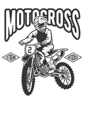 Hình ảnh minh họa vận động viên Motocross đội mũ bảo hiểm, lái xe địa hình, với chữ 'MOTOCROSS' và 'PRIDE AND HONOR' phía dưới.