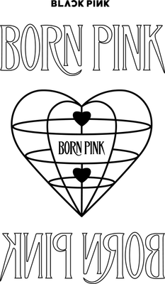 Logo BLACKPINK Born Pink với hình trái tim cách điệu và chữ.