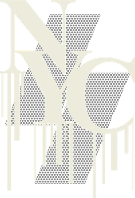 Chữ NYC lớn màu kem với hiệu ứng chảy mực trên nền xám