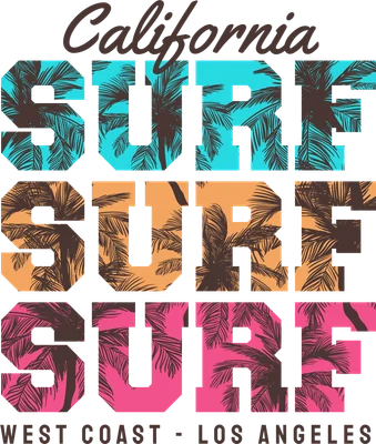Thiết kế chữ California Surf phong cách mùa hè nhiệt đới