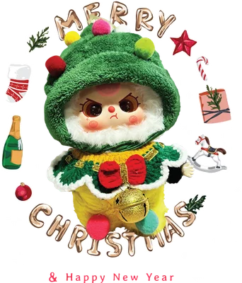 Nhân vật Giáng Sinh dễ thương mặt giận dỗi, trang trí Noel