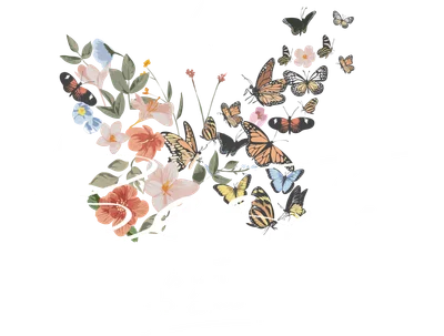 Hình ảnh chữ The Best is yet to come màu trắng, kết hợp với đàn bướm nhiều màu và cụm hoa lá tươi tắn trên nền xám.