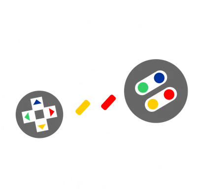 Hình minh họa tay cầm chơi game retro màu xám với các nút màu sắc, kèm dòng chữ 'Just Have Fun' và 'Don't Be Seriously'.