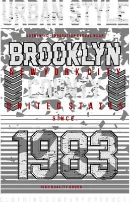 Thiết kế typography Brooklyn 1983 phong cách urban vintage cho áo thun