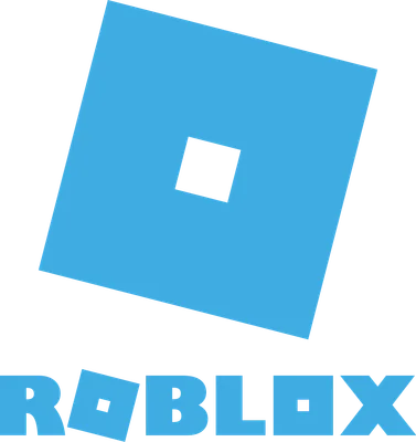 Logo Roblox màu xanh dương với chữ Roblox bên dưới