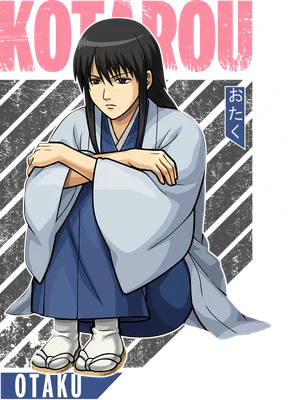 Hình vẽ nhân vật anime Kotaro ngồi khoanh tay, mặc trang phục truyền thống Nhật Bản, biểu cảm trầm tư.