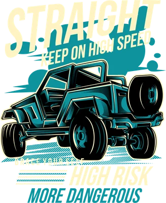 Hình in xe địa hình off-road phong cách retro với typography cá tính