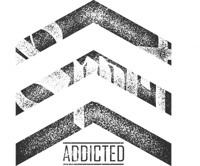 Thiết kế typography Sport Addicted với hiệu ứng grunge trên nền mũi tên thể thao