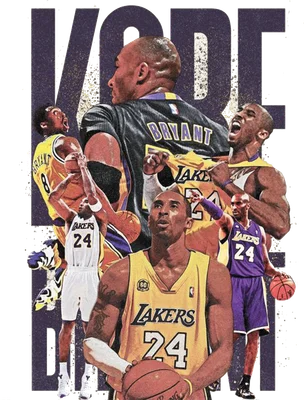 Tổng hợp hình ảnh Kobe Bryant trong màu áo Lakers, số 24, thể hiện các khoảnh khắc thi đấu.