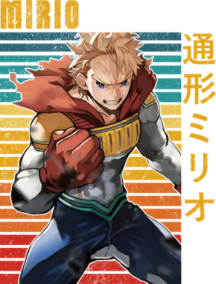 Hình ảnh Mirio Togata, nhân vật anime với mái tóc vàng, trang phục anh hùng, đang trong tư thế chiến đấu.