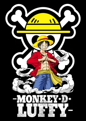 Hình ảnh Monkey D. Luffy, nhân vật chính trong One Piece, với biểu tượng hải tặc và khói trắng bao quanh.