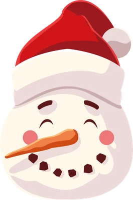 Hình ảnh minh họa người tuyết đội mũ ông già Noel, có mũi cà rốt, má hồng và miệng là những viên than nhỏ.