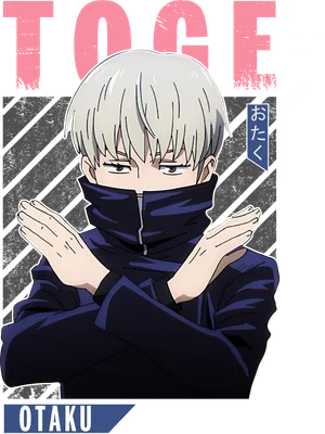 Hình vẽ nhân vật anime tóc bạc, mặc áo khoác tối màu, khoanh tay trước ngực, biểu cảm lạnh lùng.