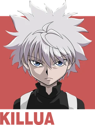Hình vẽ nhân vật Killua Zoldyck với mái tóc trắng, mắt xanh, biểu cảm lạnh lùng.