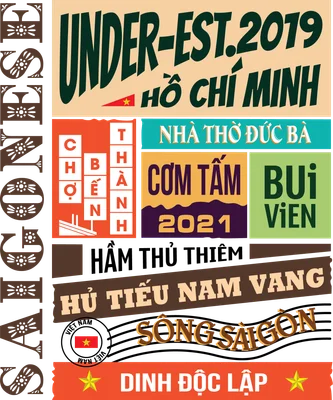 Typography Sài Gòn retro: địa danh, món ăn đặc trưng Việt Nam