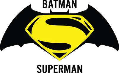 Biểu tượng Batman và Superman kết hợp, logo Superman màu vàng trên nền đen cánh dơi, có chữ BATMAN và SUPERMAN