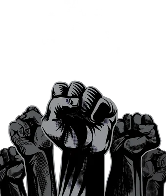 Hình ảnh nắm đấm giơ cao với dòng chữ "Black Lives Matter" thể hiện tinh thần đoàn kết và đấu tranh.
