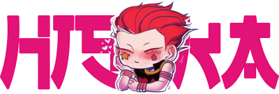 Hình vẽ chibi nhân vật Hisoka trong anime Hunter x Hunter với biểu cảm đáng yêu, mắt hình sao và má ửng hồng.