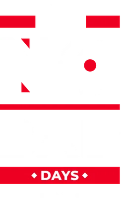 Hình in chuyển nhiệt với chữ "NO BAD DAYS" và năm "2021" trên nền xám, viền đỏ.