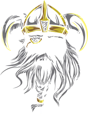 Hình ảnh minh họa chân dung vua Viking đội mũ vàng, râu dài tết bím, ánh mắt sắc lạnh.
