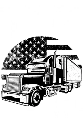 Hình ảnh xe tải Mỹ với cờ sao sọc và dòng chữ 'I DON'T SNORE I DREAM I'M A JAKE BRAKE'