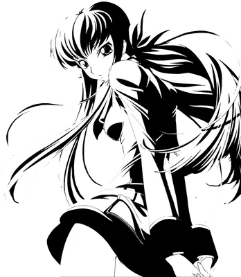 Hình ảnh cô gái anime tóc dài đen trắng, nhìn nghiêng với ánh mắt thu hút.