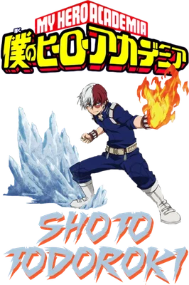 Nhân vật Shoto Todoroki từ My Hero Academia, với một bên là băng giá, một bên là lửa.