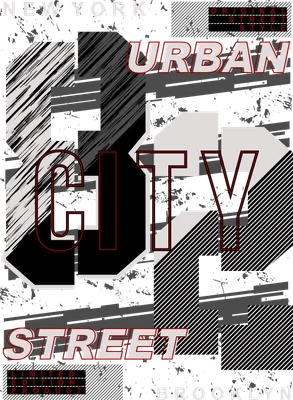 Thiết kế typography phong cách đường phố Urban City với chữ số 82 và họa tiết kẻ sọc
